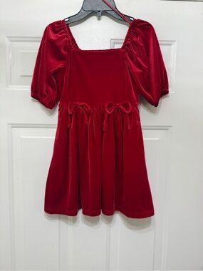 Copper Key Red Velvet Puff Sleeve Holiday Dress NWT SIZE 7; 8/10 (M); 12/14 (L)